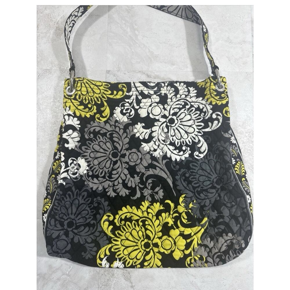 Vera Bradley BAROQUE Shoulder Bag Purse Black Chartreuse Gray NWT Excellent 2010